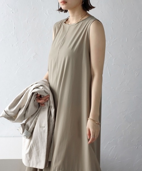 Bonjour Sagan（ボンジュールサガン）の「裾バルーン撥水ノースリワンピ（ワンピース・レディース・ブラック/カーキブラウン/ベージュ・FREE）」の19枚目の写真