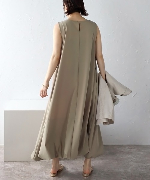 Bonjour Sagan（ボンジュールサガン）の「裾バルーン撥水ノースリワンピ（ワンピース・レディース・ブラック/カーキブラウン/ベージュ・FREE）」の20枚目の写真