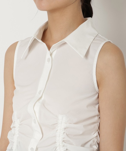 REDYAZEL（レディアゼル）の「ノースリーブギャザーリボンシャツ（シャツ/ブラウス・レディース・オフホワイト/ピンク/ブラック系その他・FREE）」の7枚目の写真