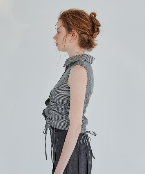 REDYAZEL（レディアゼル）の「ノースリーブギャザーリボンシャツ（シャツ/ブラウス・レディース・オフホワイト/ピンク/ブラック系その他・FREE）」の10枚目の写真