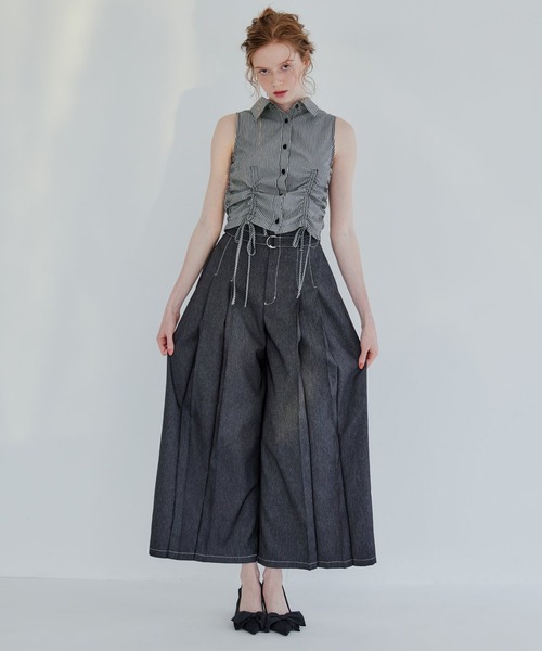 REDYAZEL（レディアゼル）の「ノースリーブギャザーリボンシャツ（シャツ/ブラウス・レディース・オフホワイト/ピンク/ブラック系その他・FREE）」の12枚目の写真