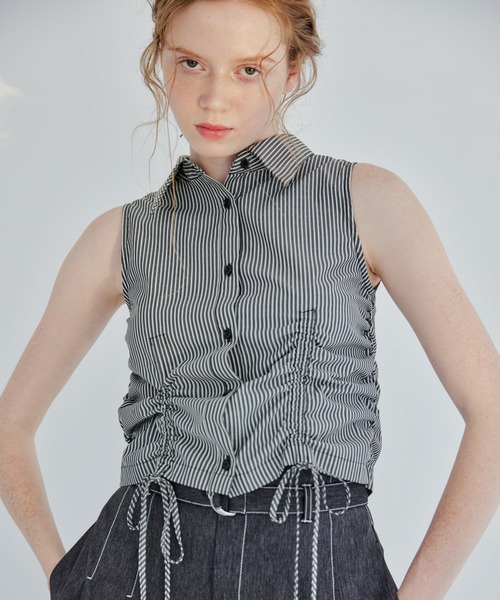 REDYAZEL（レディアゼル）の「ノースリーブギャザーリボンシャツ（シャツ/ブラウス・レディース・オフホワイト/ピンク/ブラック系その他・FREE）」の13枚目の写真