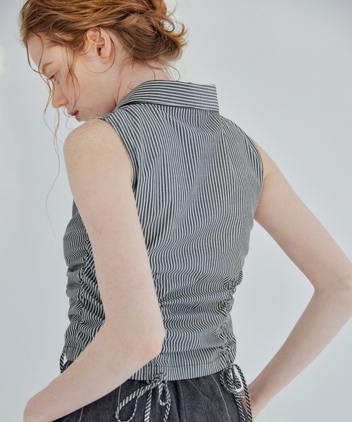 REDYAZEL（レディアゼル）の「ノースリーブギャザーリボンシャツ（シャツ/ブラウス・レディース・オフホワイト/ピンク/ブラック系その他・FREE）」の14枚目の写真