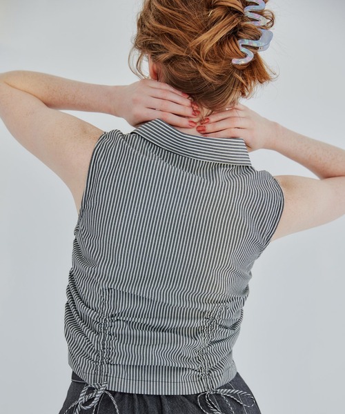 REDYAZEL（レディアゼル）の「ノースリーブギャザーリボンシャツ（シャツ/ブラウス・レディース・オフホワイト/ピンク/ブラック系その他・FREE）」の15枚目の写真