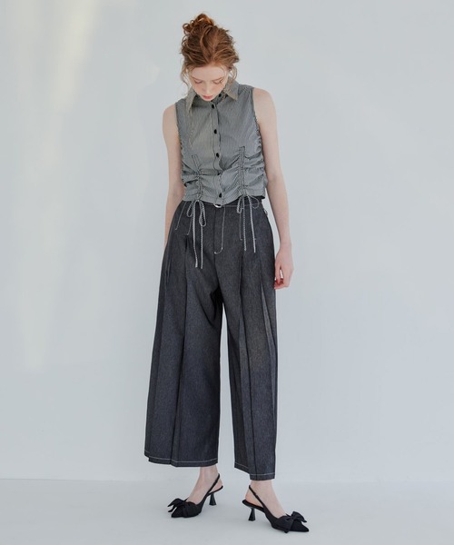 REDYAZEL（レディアゼル）の「ノースリーブギャザーリボンシャツ（シャツ/ブラウス・レディース・オフホワイト/ピンク/ブラック系その他・FREE）」の18枚目の写真