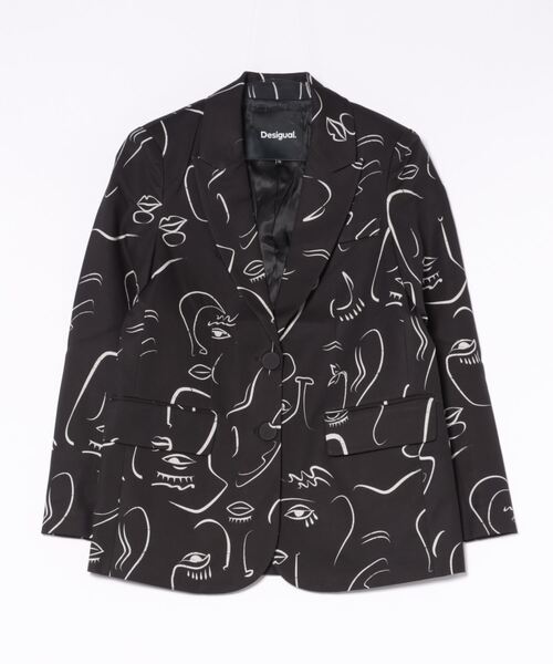 Desigual(デシグアル)の「BRATISLAVAブレザーフェイスモチーフプリント(テーラードジャケット・レディース・ブラック・S/M/L/XL/XS)」の7枚目の写真