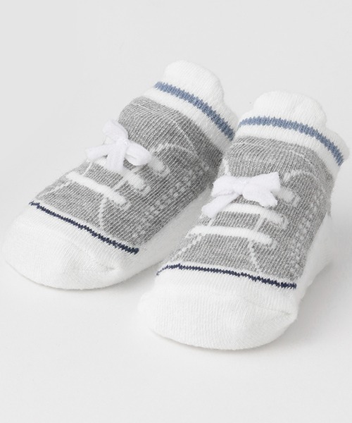 petit main(プティマイン)の「スニーカーカップソックス(ベビーシューズ/ベビーソックス・キッズ・トップグレー/ネイビー/ダークグリーン・9-11cm/11-13cm)」の2枚目の写真