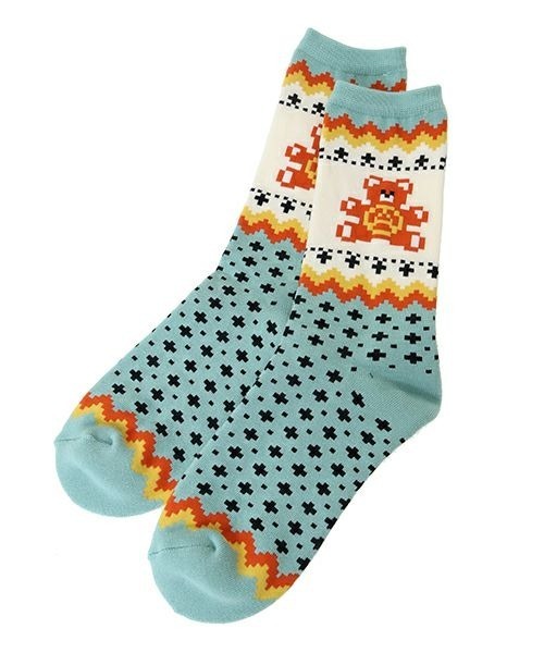 Candy Stripper（キャンディストリッパー）の「ANARCHY BEAR NORDIC ソックス（ソックス/靴下・レディース・ブラック/ライトブルー/レッド・FREE）」の4枚目の写真