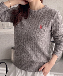 U.S. POLO ASSN. 総ケーブルデザイン クルーネック ニット
