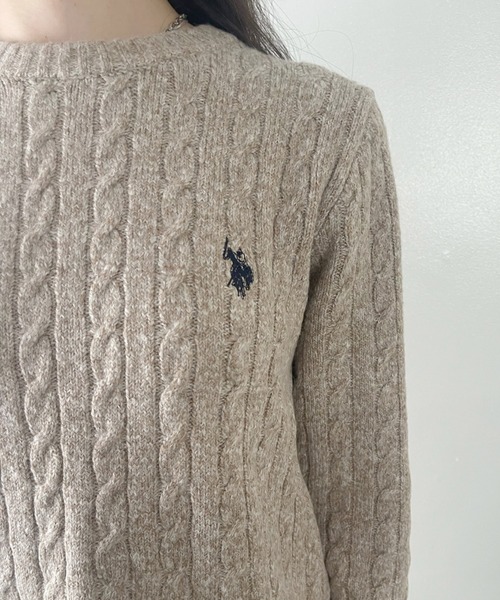 U.S. POLO ASSN.(ユーエスポロアッスン)の「U.S. POLO ASSN. 総ケーブルデザイン クルーネック ニット(ニット/セーター・レディース・チャコール/ベージュ/アイボリー/ライトブルー/ブラウン/ピンク・M/L)」の22枚目の写真