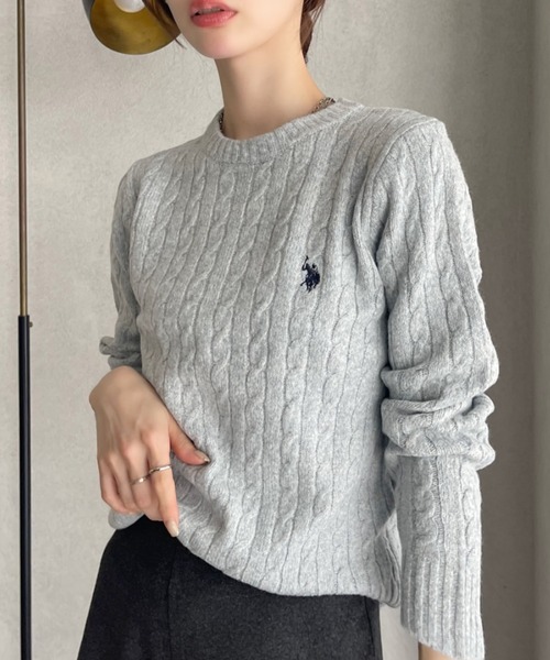 セール】U.S. POLO ASSN. 総ケーブルデザイン クルーネック