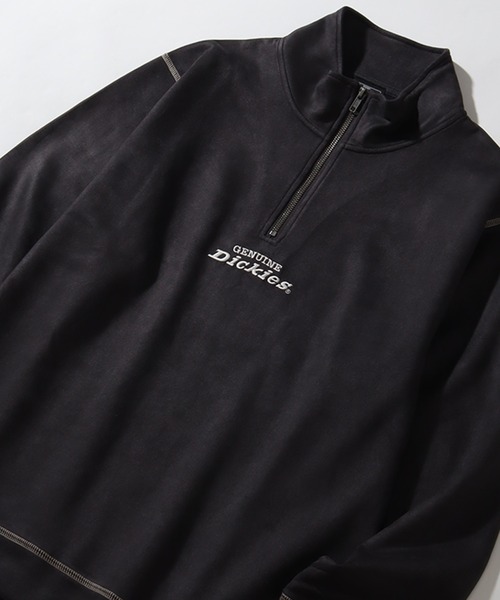 Dickies（ディッキーズ）の「【GENUINE DICKIES/ジェニュインディッキーズ】ポリスウェード 配色 ステッチ ハーフジップ 長袖 スウェット トレーナー（スウェット・メンズ・スミクロ/グリーン/ブルー/オフホワイト・XL/M/L）」の11枚目の写真