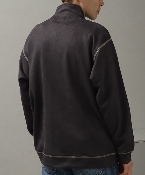 Dickies（ディッキーズ）の「【GENUINE DICKIES/ジェニュインディッキーズ】ポリスウェード 配色 ステッチ ハーフジップ 長袖 スウェット トレーナー（スウェット・メンズ・スミクロ/グリーン/ブルー/オフホワイト・XL/M/L）」の22枚目の写真