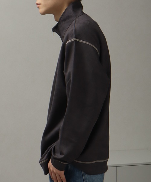 Dickies（ディッキーズ）の「【GENUINE DICKIES/ジェニュインディッキーズ】ポリスウェード 配色 ステッチ ハーフジップ 長袖 スウェット トレーナー（スウェット・メンズ・スミクロ/グリーン/ブルー/オフホワイト・XL/M/L）」の21枚目の写真