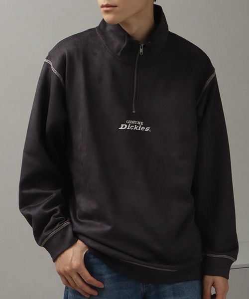 Dickies（ディッキーズ）の「【GENUINE DICKIES/ジェニュインディッキーズ】ポリスウェード 配色 ステッチ ハーフジップ 長袖 スウェット トレーナー（スウェット・メンズ・スミクロ/グリーン/ブルー/オフホワイト・XL/M/L）」の20枚目の写真