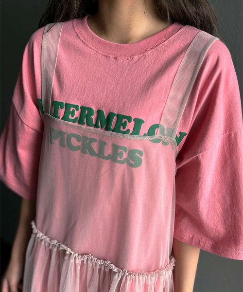 LYEON(リヨン)の「チュールキャミソールワンピース(ワンピース・レディース・オフホワイト/スモークピンク・FREE)」の6枚目の写真