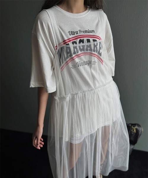 LYEON(リヨン)の「チュールキャミソールワンピース(ワンピース・レディース・オフホワイト/スモークピンク・FREE)」の12枚目の写真