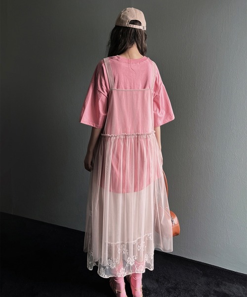 LYEON(リヨン)の「チュールキャミソールワンピース(ワンピース・レディース・オフホワイト/スモークピンク・FREE)」の22枚目の写真