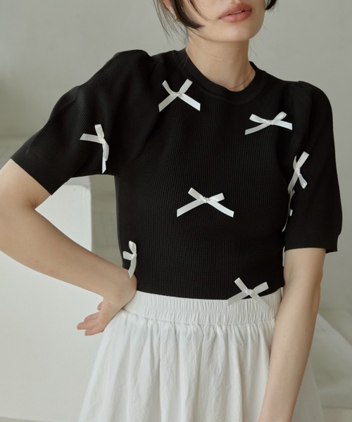【セール】Decoration ribonn トップス（Tシャツ/カットソー）｜ACYM（アシーム）