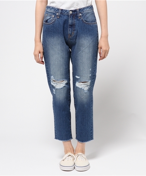 CIAOPANIC（チャオパニック）の「【Ciaopanic】　5PKクラッシュデニムPTS（デニムパンツ・レディース・インディゴブルー/ブラック・SMALL/MEDIUM）」の3枚目の写真