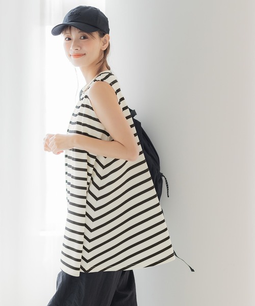 coca(coca)(コカ)の「エンボス加工ボーダーノースリチュニック(Tシャツ/カットソー・レディース・アイボリー/チャコール・M/L)」の11枚目の写真