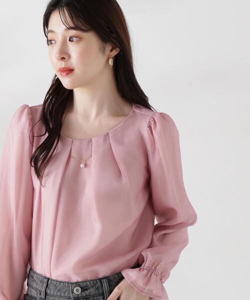 PROPORTION BODY DRESSING（プロポーションボディドレッシング）の「チャーム付きシアータックブラウス / 1214210803（シャツ/ブラウス・レディース・ホワイト系その他/ピンク/ネイビー・SMALL/MEDIUM）」の12枚目の写真