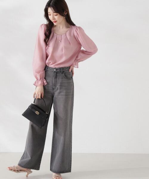 PROPORTION BODY DRESSING（プロポーションボディドレッシング）の「チャーム付きシアータックブラウス / 1214210803（シャツ/ブラウス・レディース・ホワイト系その他/ピンク/ネイビー・SMALL/MEDIUM）」の15枚目の写真