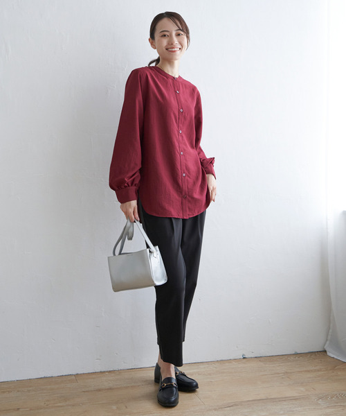 ikka（イッカ）の「【雑誌InRed10月号掲載】前後2WAYバンドカラーシャツ（シャツ/ブラウス・レディース・ブルー/オフホワイト/グレー/ダークグリーン/チャコールグレー/ボルドー・L/M/S）」の17枚目の写真