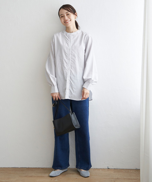 ikka（イッカ）の「【雑誌InRed10月号掲載】前後2WAYバンドカラーシャツ（シャツ/ブラウス・レディース・ブルー/オフホワイト/グレー/ダークグリーン/チャコールグレー/ボルドー・L/M/S）」の10枚目の写真