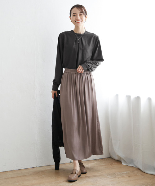 ikka（イッカ）の「【雑誌InRed10月号掲載】前後2WAYバンドカラーシャツ（シャツ/ブラウス・レディース・ブルー/オフホワイト/グレー/ダークグリーン/チャコールグレー/ボルドー・L/M/S）」の14枚目の写真