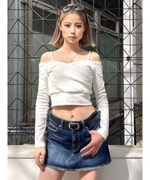 GYDA | カシュクールデザインオフショルトップス(Tシャツ/カットソー)