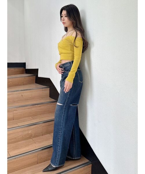 GYDA（ジェイダ）の「カシュクールデザインオフショルトップス（Tシャツ/カットソー・レディース・ブラック/マスタード/グレー/オフホワイト・FREE）」の17枚目の写真