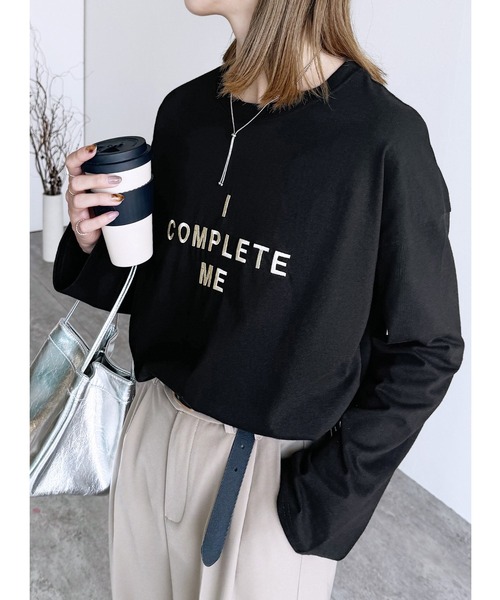 reca(レカ)の「ロゴ刺繍ロングTシャツ(Tシャツ/カットソー・レディース・ホワイト系その他/ホワイト系1/ホワイト系2/ブラック系1/グレー系その他・FREE)」の5枚目の写真