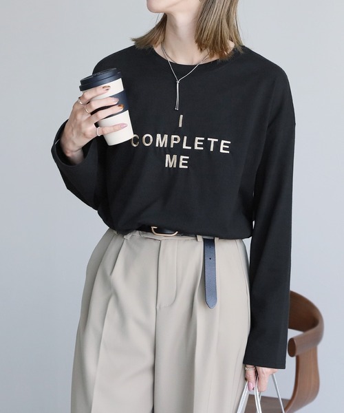 reca(レカ)の「ロゴ刺繍ロングTシャツ(Tシャツ/カットソー・レディース・ホワイト系その他/ホワイト系1/ホワイト系2/ブラック系1/グレー系その他・FREE)」の7枚目の写真