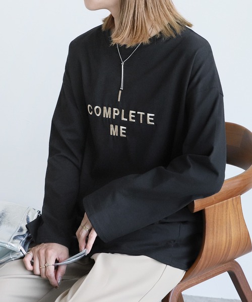 reca(レカ)の「ロゴ刺繍ロングTシャツ(Tシャツ/カットソー・レディース・ホワイト系その他/ホワイト系1/ホワイト系2/ブラック系1/グレー系その他・FREE)」の8枚目の写真