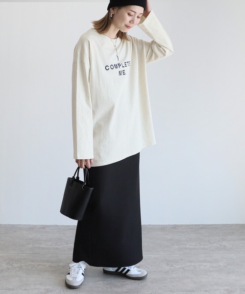 reca(レカ)の「ロゴ刺繍ロングTシャツ(Tシャツ/カットソー・レディース・ホワイト系その他/ホワイト系1/ホワイト系2/ブラック系1/グレー系その他・FREE)」の15枚目の写真