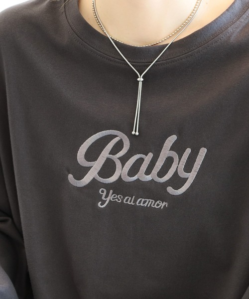 reca(レカ)の「ロゴ刺繍ロングTシャツ(Tシャツ/カットソー・レディース・ホワイト系その他/ホワイト系1/ホワイト系2/ブラック系1/グレー系その他・FREE)」の18枚目の写真