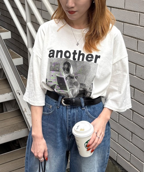 ISOOK(アイスー)の「anotherプリントTシャツ(chiicaselect) / ロゴTシャツ オーバーTシャツ オーバーサイズ メンズライク モード(Tシャツ/カットソー・レディース・ホワイト/チャコールグレー・FREE)」の18枚目の写真