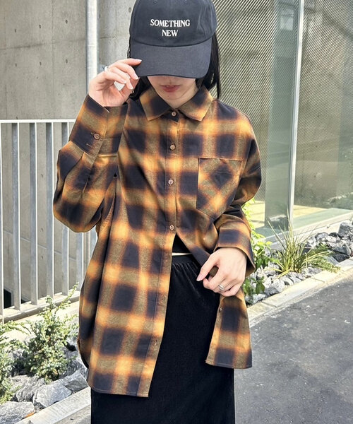 mystic（ミスティック）の「チェックシャツ（シャツ/ブラウス・レディース・ブラウン/オフホワイト/オレンジ・FREE）」の3枚目の写真