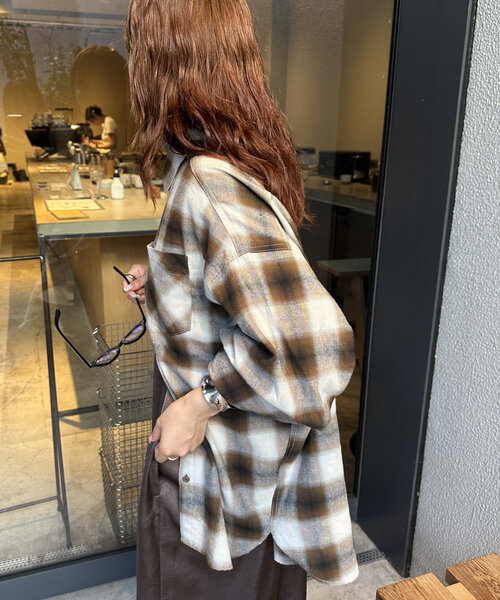mystic（ミスティック）の「チェックシャツ（シャツ/ブラウス・レディース・ブラウン/オフホワイト/オレンジ・FREE）」の10枚目の写真