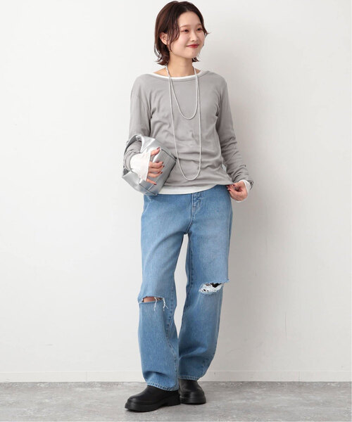 MILLER(ミラー)の「《追加》miller/ミラー SLOBE別注 SHEER RIB クルーネック(Tシャツ/カットソー・レディース・レッド/ベージュ/グレー/ホワイト・FREE)」の5枚目の写真
