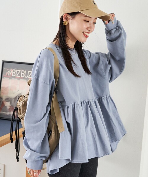 セール】限定展開 ピグメント加工 フリル ロングスリーブ トップス（T