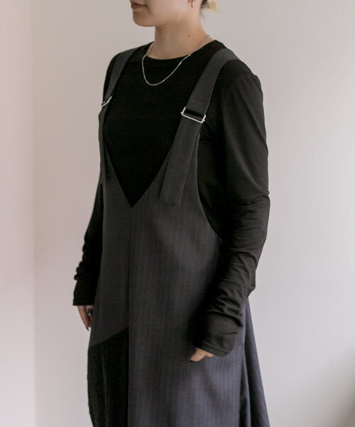 ear PAPILLONNER（イアパピヨネ）の「《手洗い可》ニット切替ジャンスカ【SUM1 STYLE(スミスタイル)】（シャツワンピース・レディース・ブラック・FREE）」の14枚目の写真