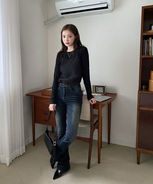 by muni:r(バイ ムニール)の「ヴィンテージスパンウォッシングデニムパンツ(デニムパンツ・レディース・ブルー・SMALL/MEDIUM)」の6枚目の写真