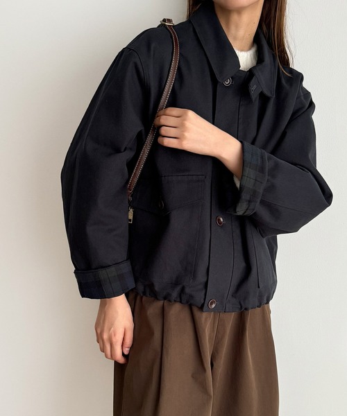 CANAL JEAN（キャナルジーン）の「Lakey Park　ヘビーツイルスタンドカラーブルゾン（ブルゾン・レディース・ネイビー/ベージュ・ONE SIZE）」の2枚目の写真