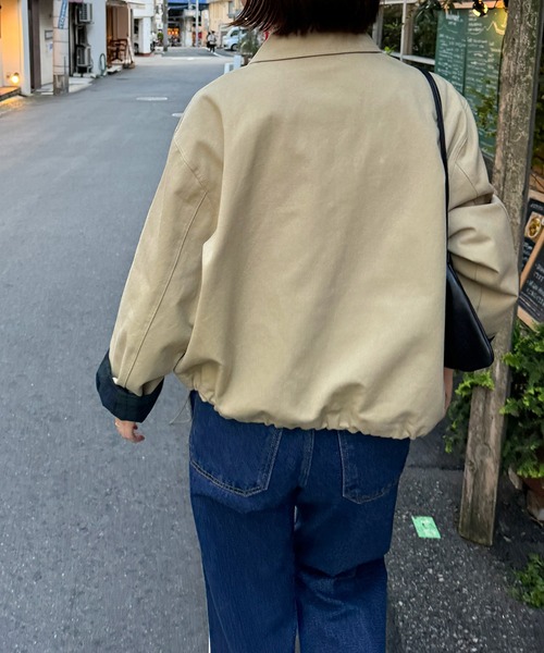 CANAL JEAN（キャナルジーン）の「Lakey Park　ヘビーツイルスタンドカラーブルゾン（ブルゾン・レディース・ネイビー/ベージュ・ONE SIZE）」の5枚目の写真