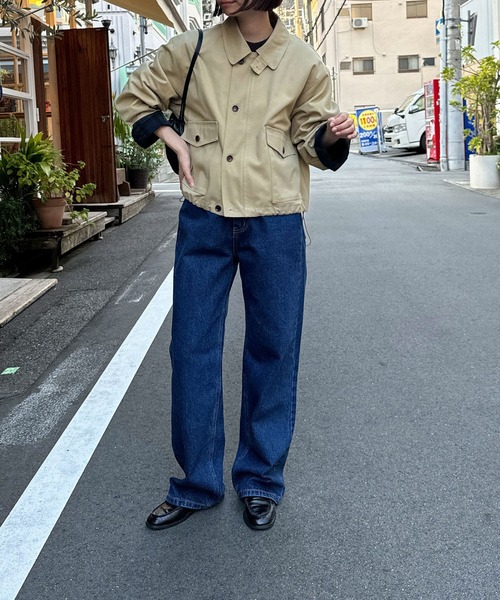 CANAL JEAN（キャナルジーン）の「Lakey Park　ヘビーツイルスタンドカラーブルゾン（ブルゾン・レディース・ネイビー/ベージュ・ONE SIZE）」の6枚目の写真