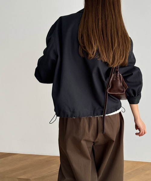 CANAL JEAN（キャナルジーン）の「Lakey Park　ヘビーツイルスタンドカラーブルゾン（ブルゾン・レディース・ネイビー/ベージュ・ONE SIZE）」の8枚目の写真