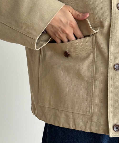 CANAL JEAN（キャナルジーン）の「Lakey Park　ヘビーツイルスタンドカラーブルゾン（ブルゾン・レディース・ネイビー/ベージュ・ONE SIZE）」の14枚目の写真