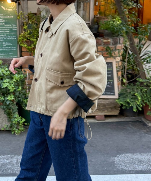 CANAL JEAN（キャナルジーン）の「Lakey Park　ヘビーツイルスタンドカラーブルゾン（ブルゾン・レディース・ネイビー/ベージュ・ONE SIZE）」の18枚目の写真